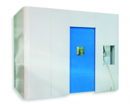Shielded lead cabin with automatic 12 mm lead door. 